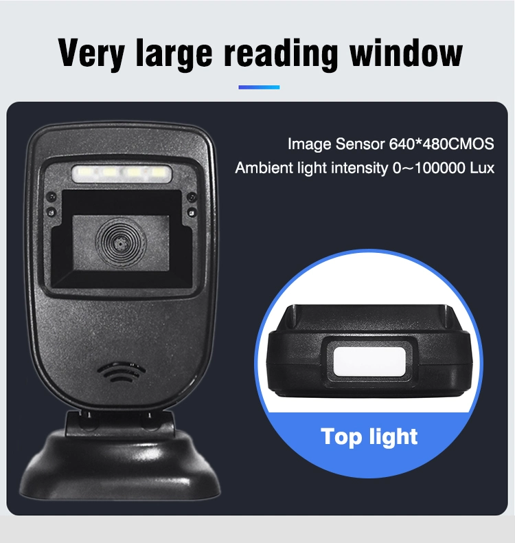 USB 360 Degrees 1d 2D Desktop Barcode Scanner Payment Box for PC (HS-7308)